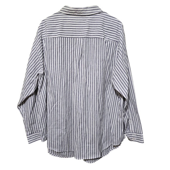 Torrid Striped Button Up Blouse Blue White Casual Votton Blend Women's 3 (3XL) - Picture 2 of 5